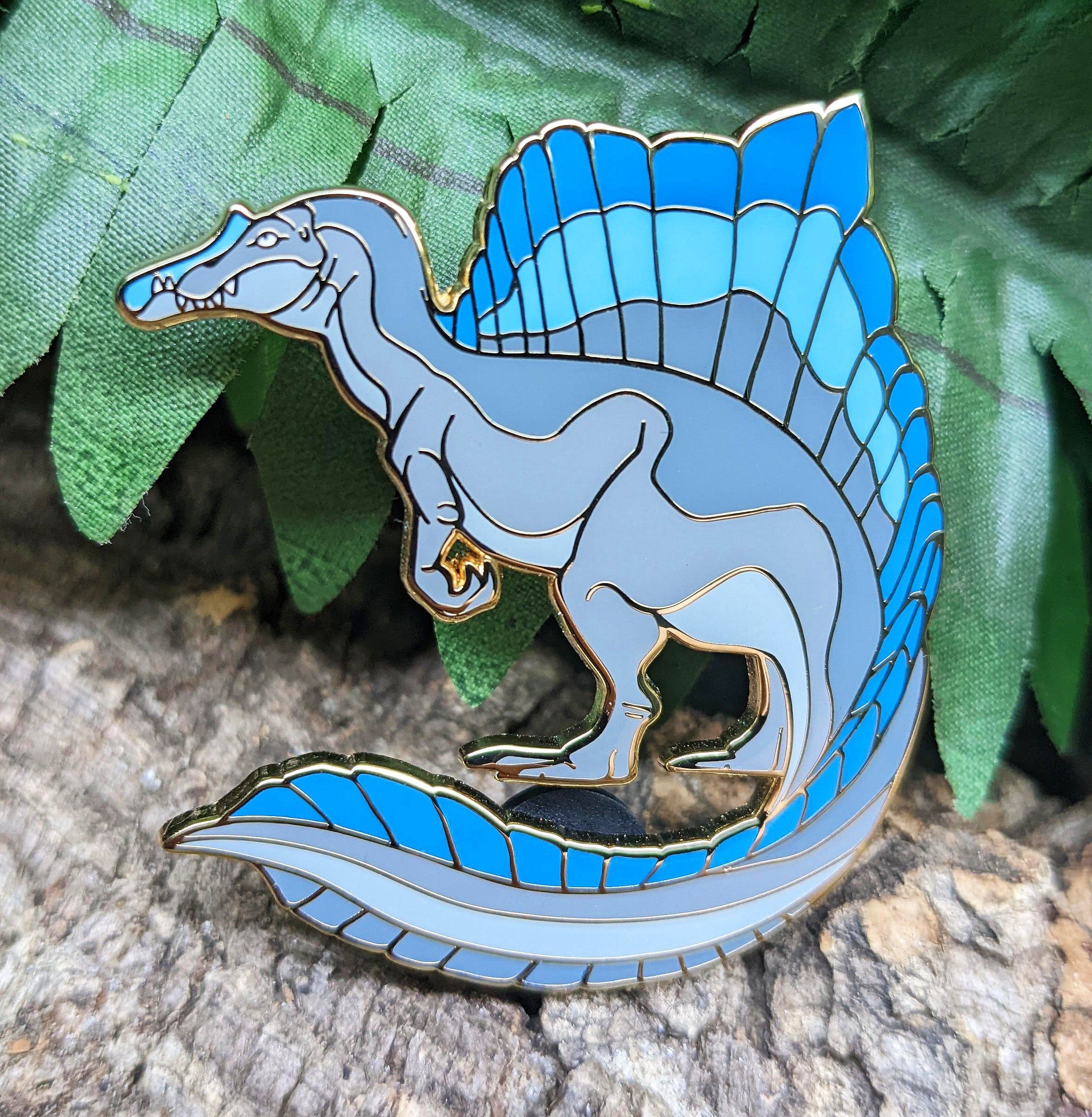 Blue Spinosaurus Pin