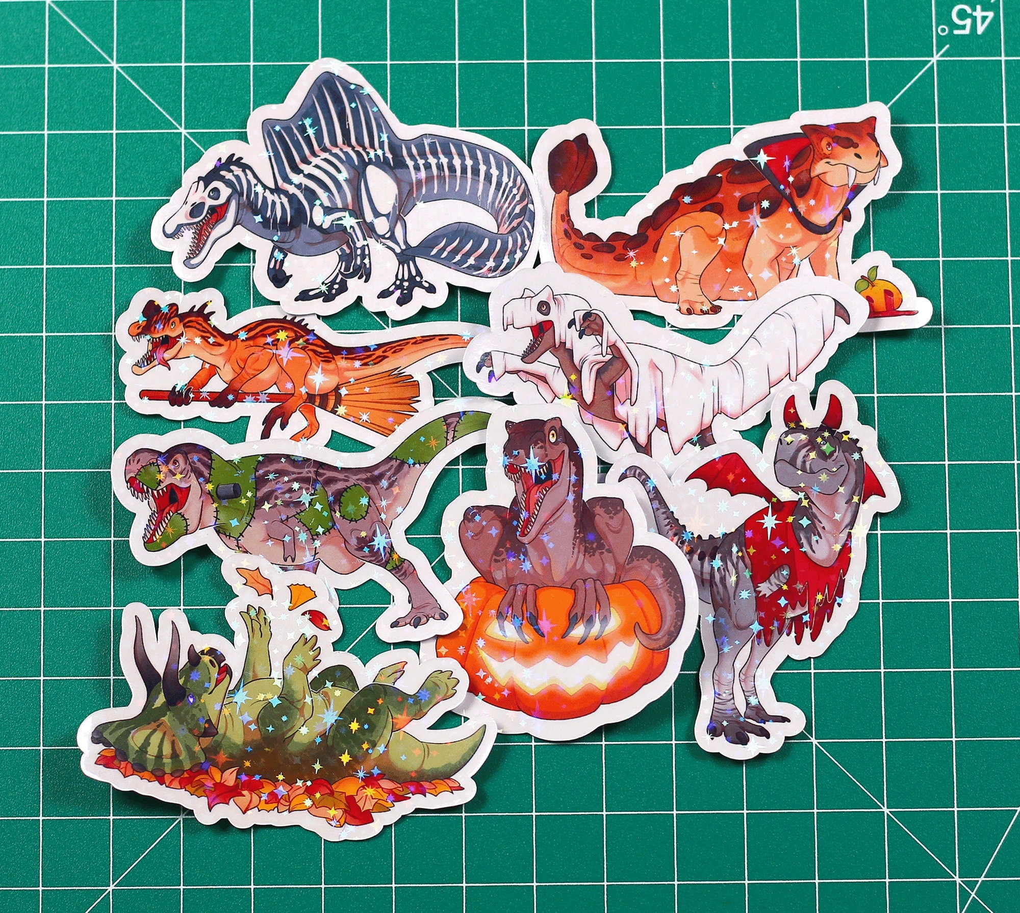 Halloween Pumpkin Velociraptor Vinyl Sticker