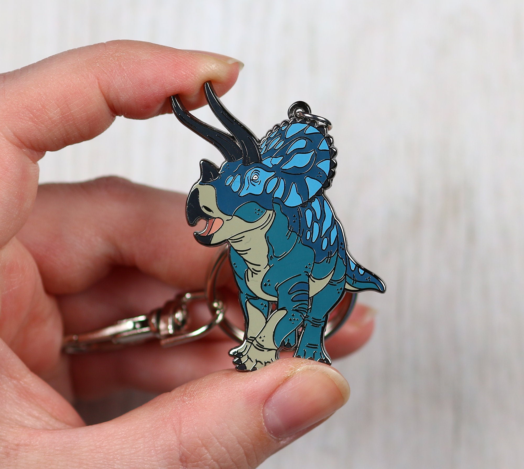 Triceratops Enamel Keychain