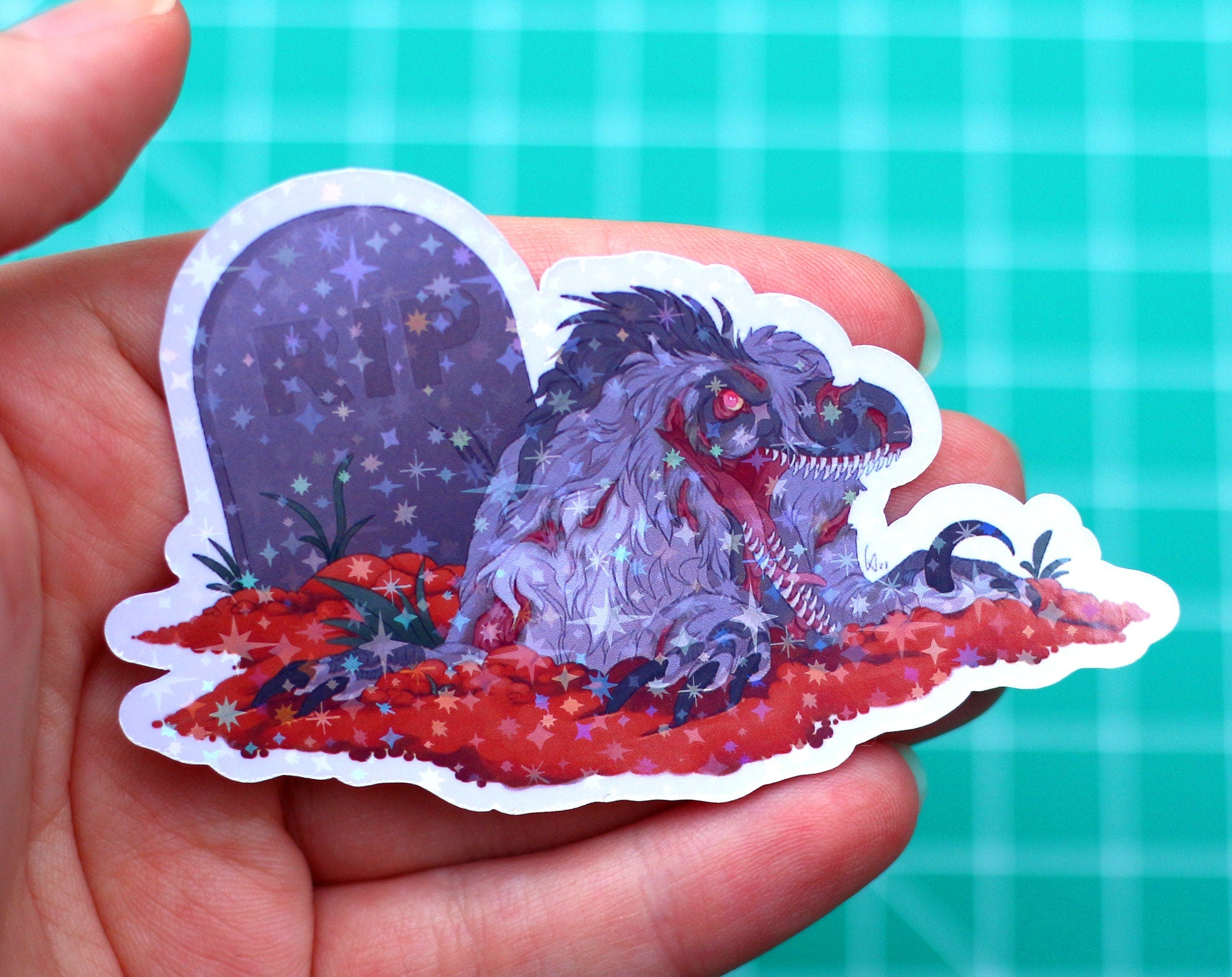Halloween Zombie Raptor Vinyl Sticker