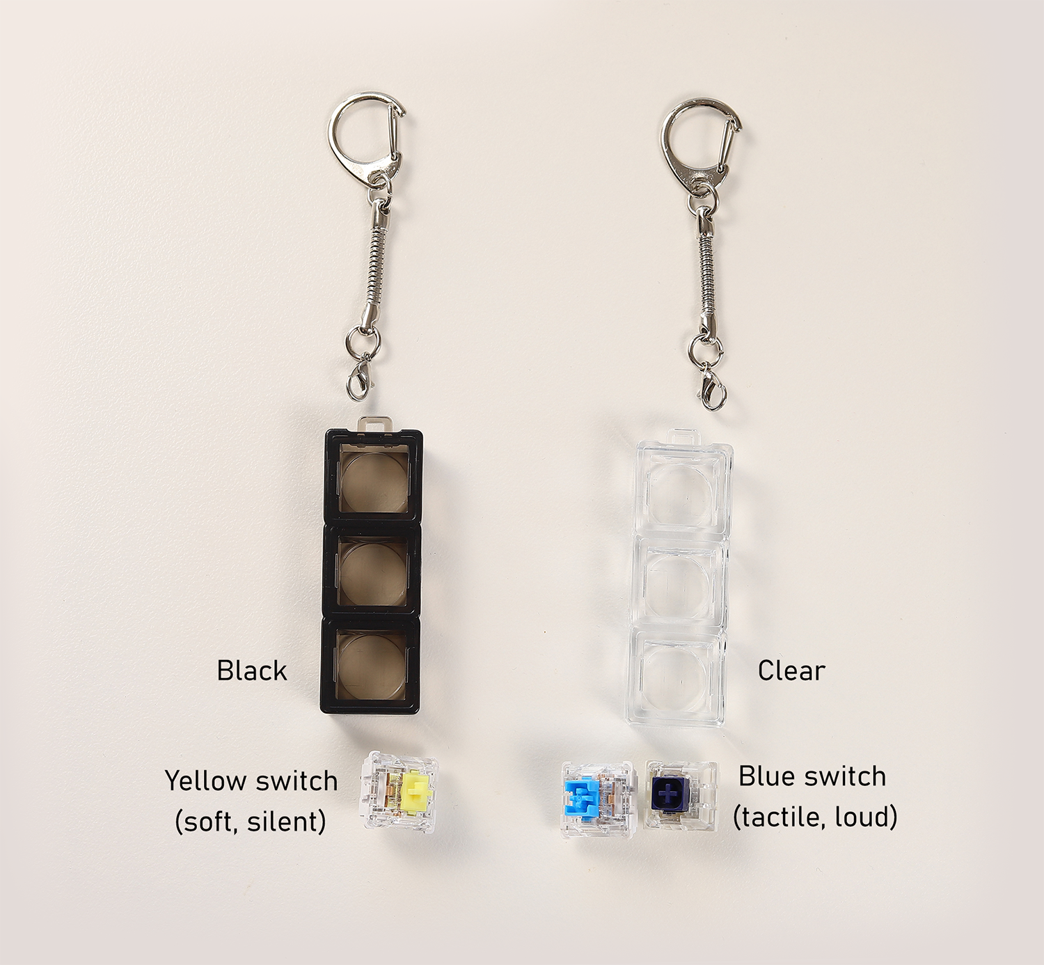 Custom 3-Caps Clicky Keychain