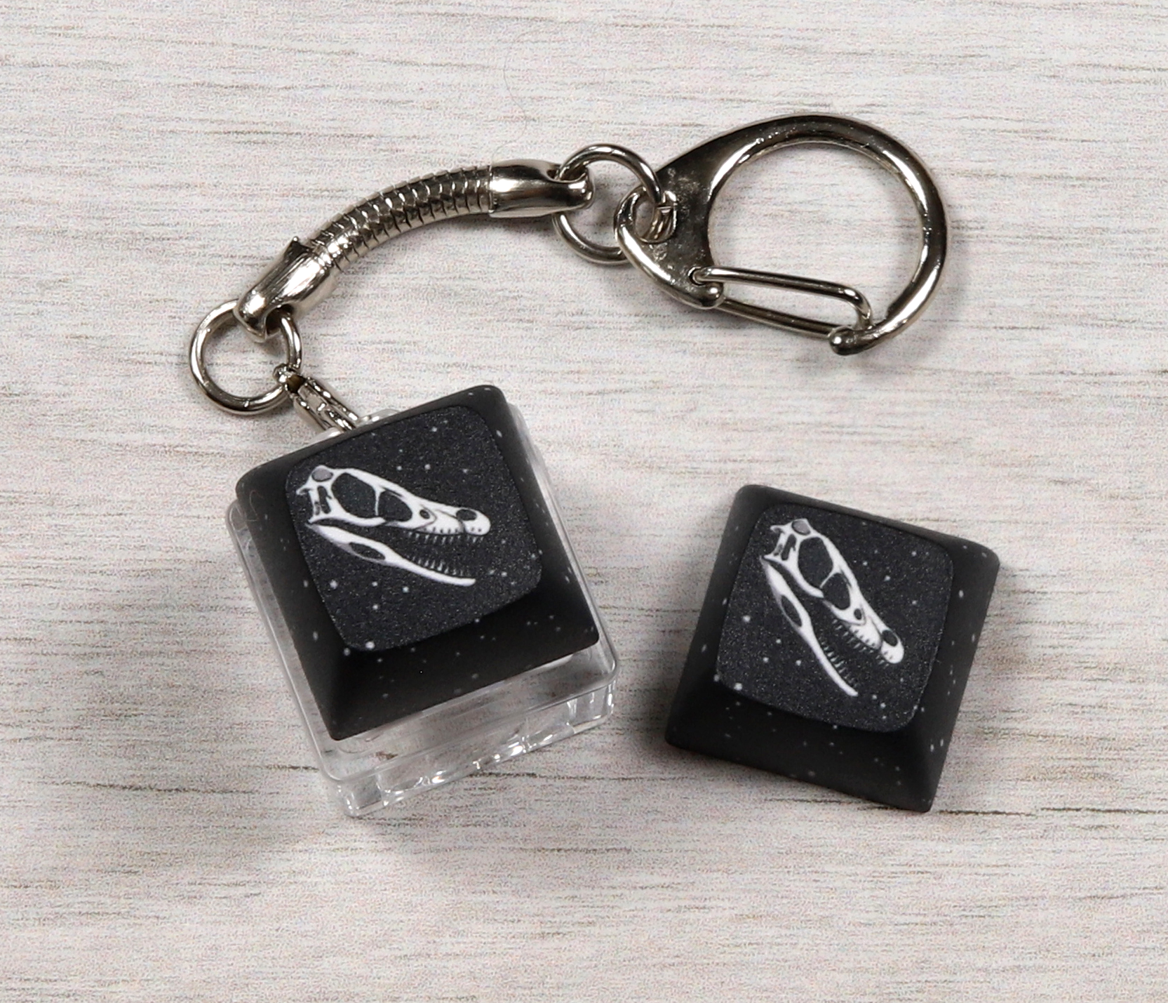 Velociraptor Skull Clicky Keychain