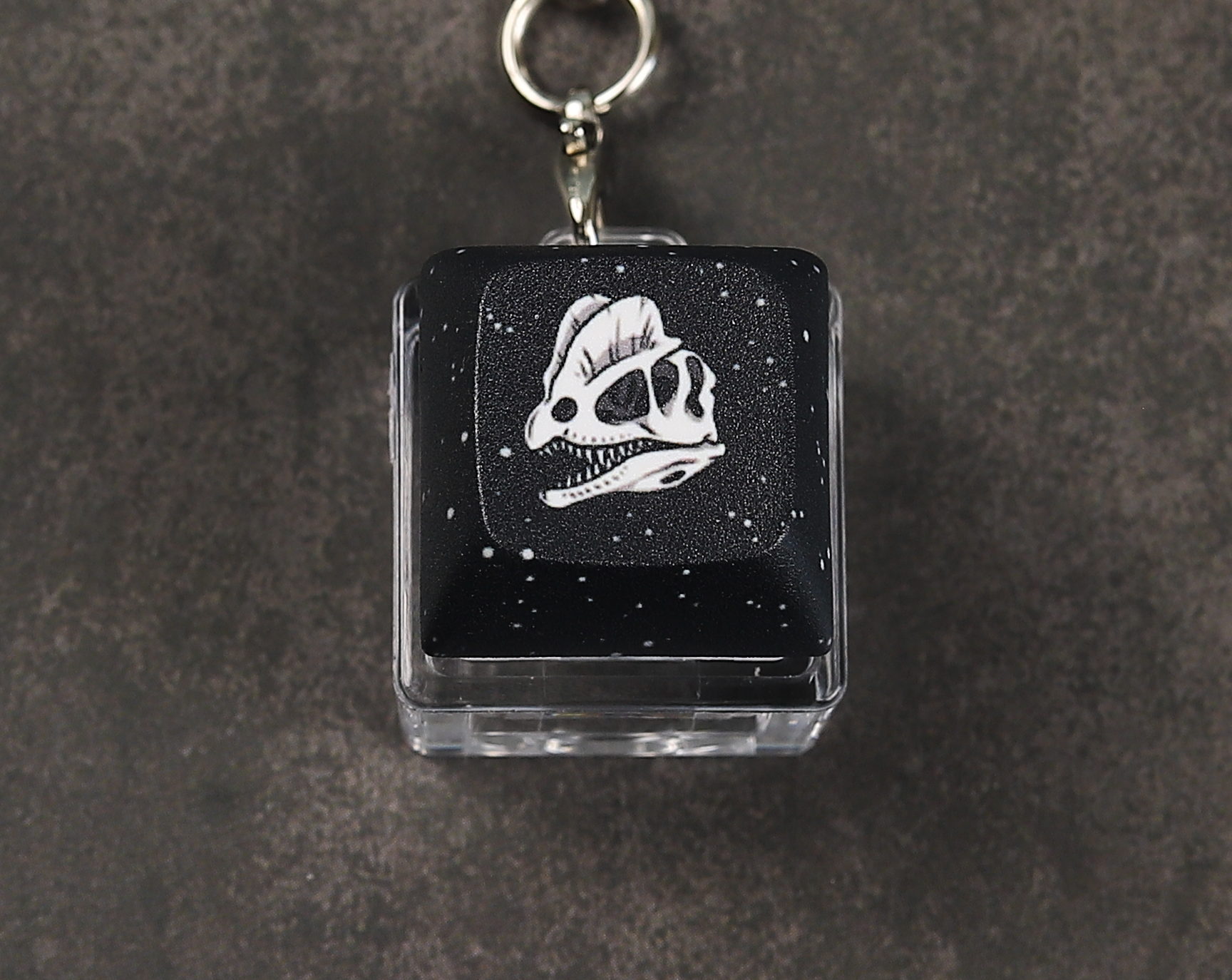 Dilophosaurus Skull Clicky Keychain