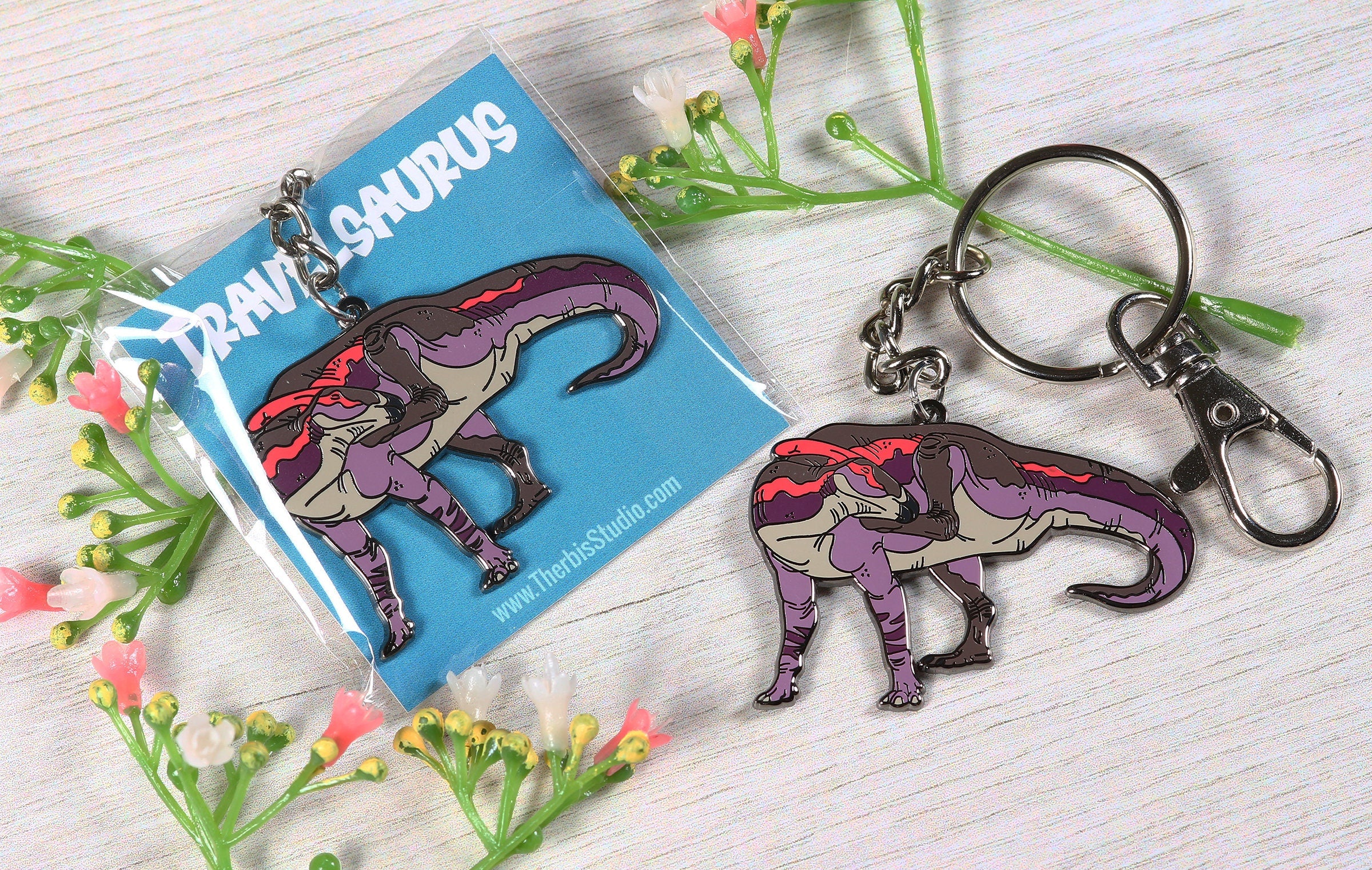 Parasaurolophus Enamel Keychain