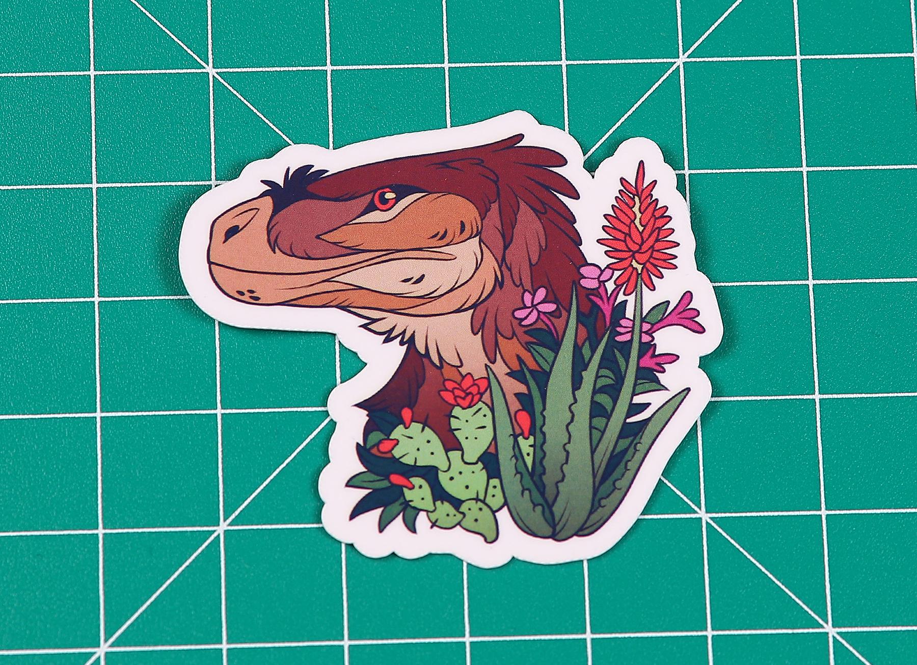Velociraptor Portrait Vinyl Sticker