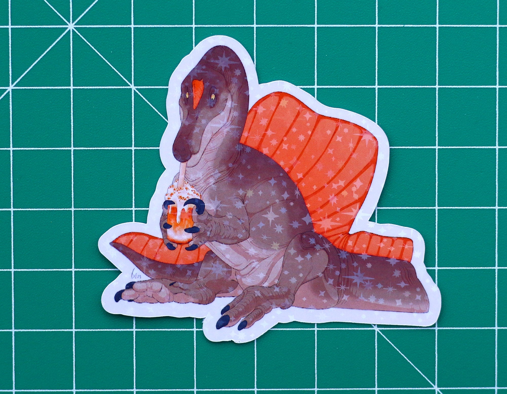 Halloween Pumpkin Spice Spinosaurus Vinyl Sticker