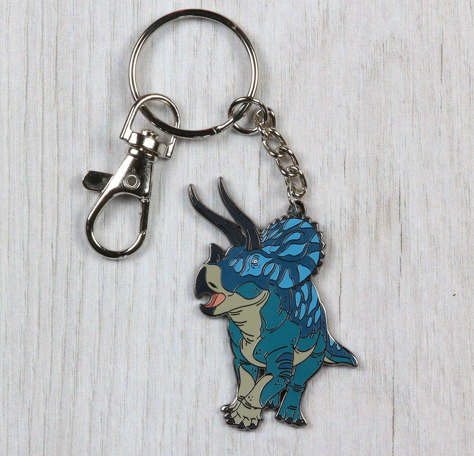 Triceratops Enamel Keychain