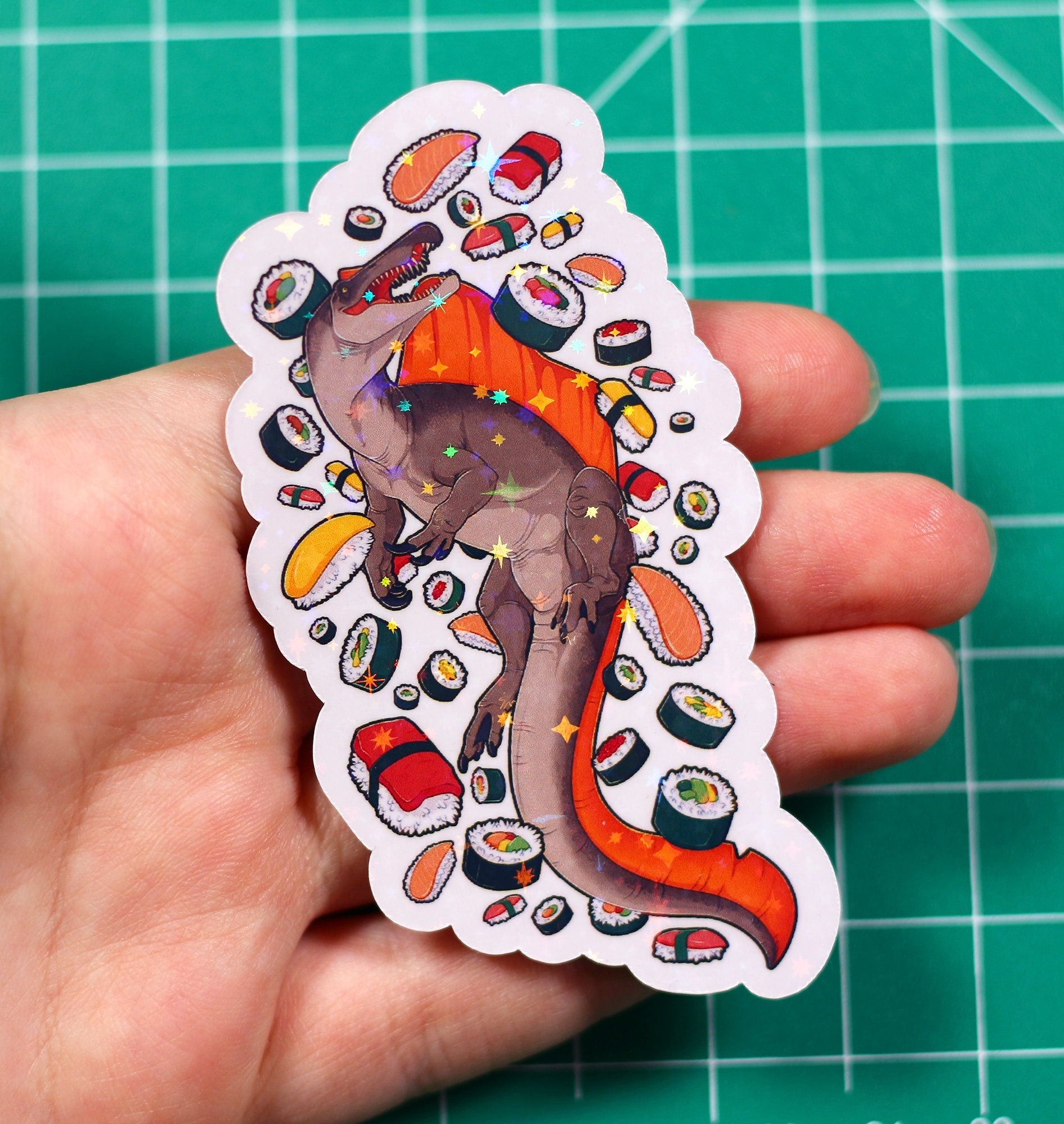 Sushi Spinosaurus Vinyl Sticker