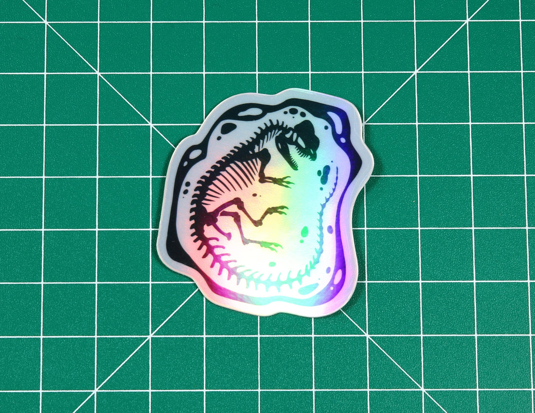 Holo Dilophosaurus Skeleton Vinyl Sticker