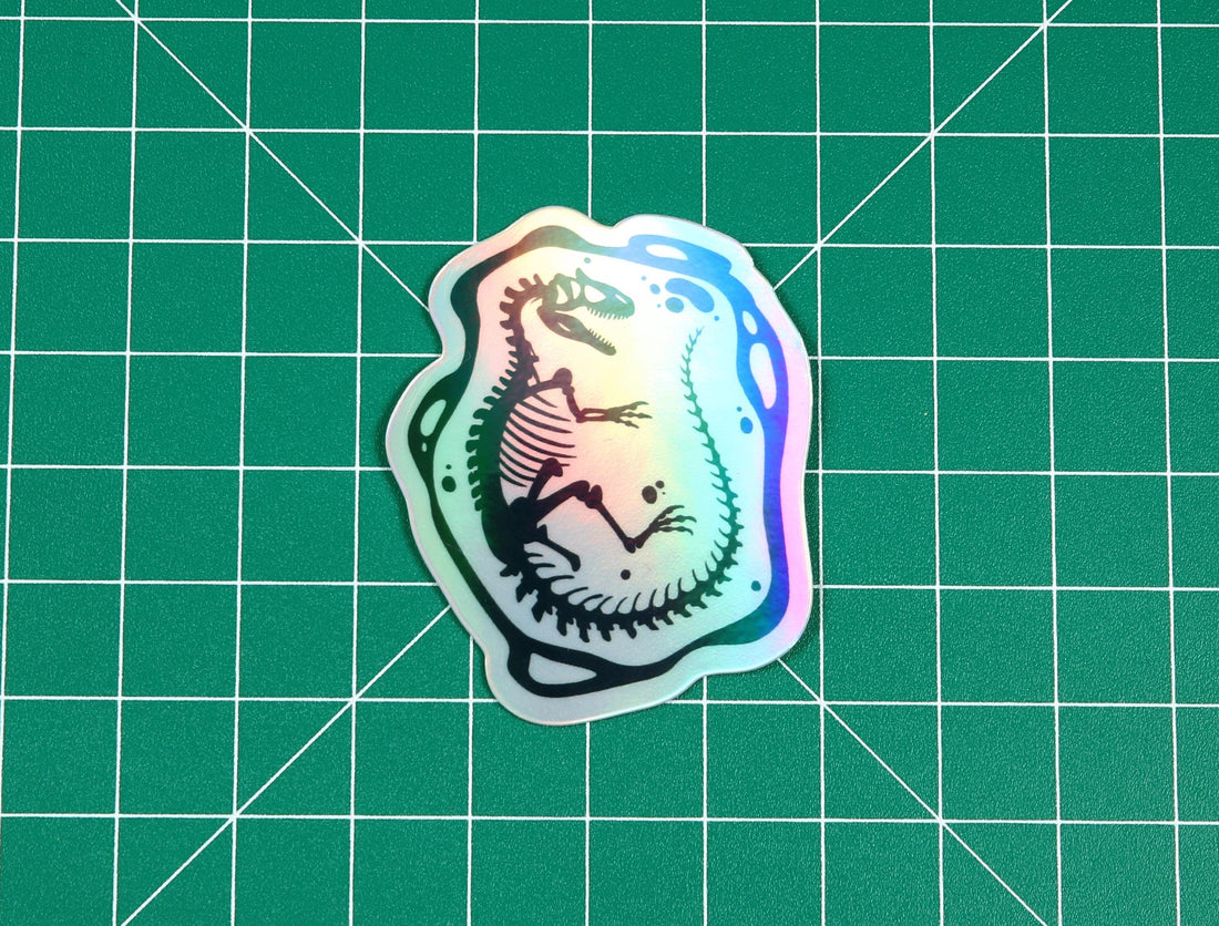 Holo Allosaurus Skeleton Vinyl Sticker
