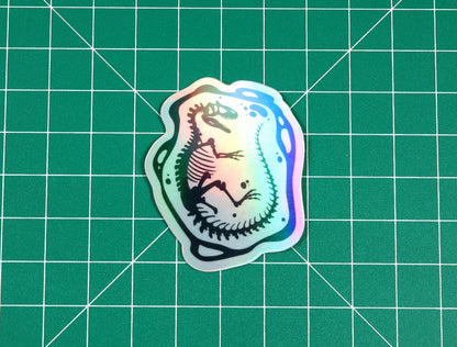 Holo Allosaurus Skeleton Vinyl Sticker