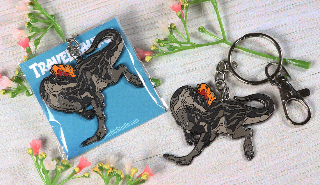 Dilophosaurus Enamel Keychain