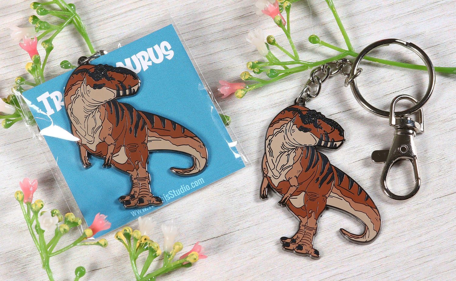 Tyrannosaurus Enamel Keychain