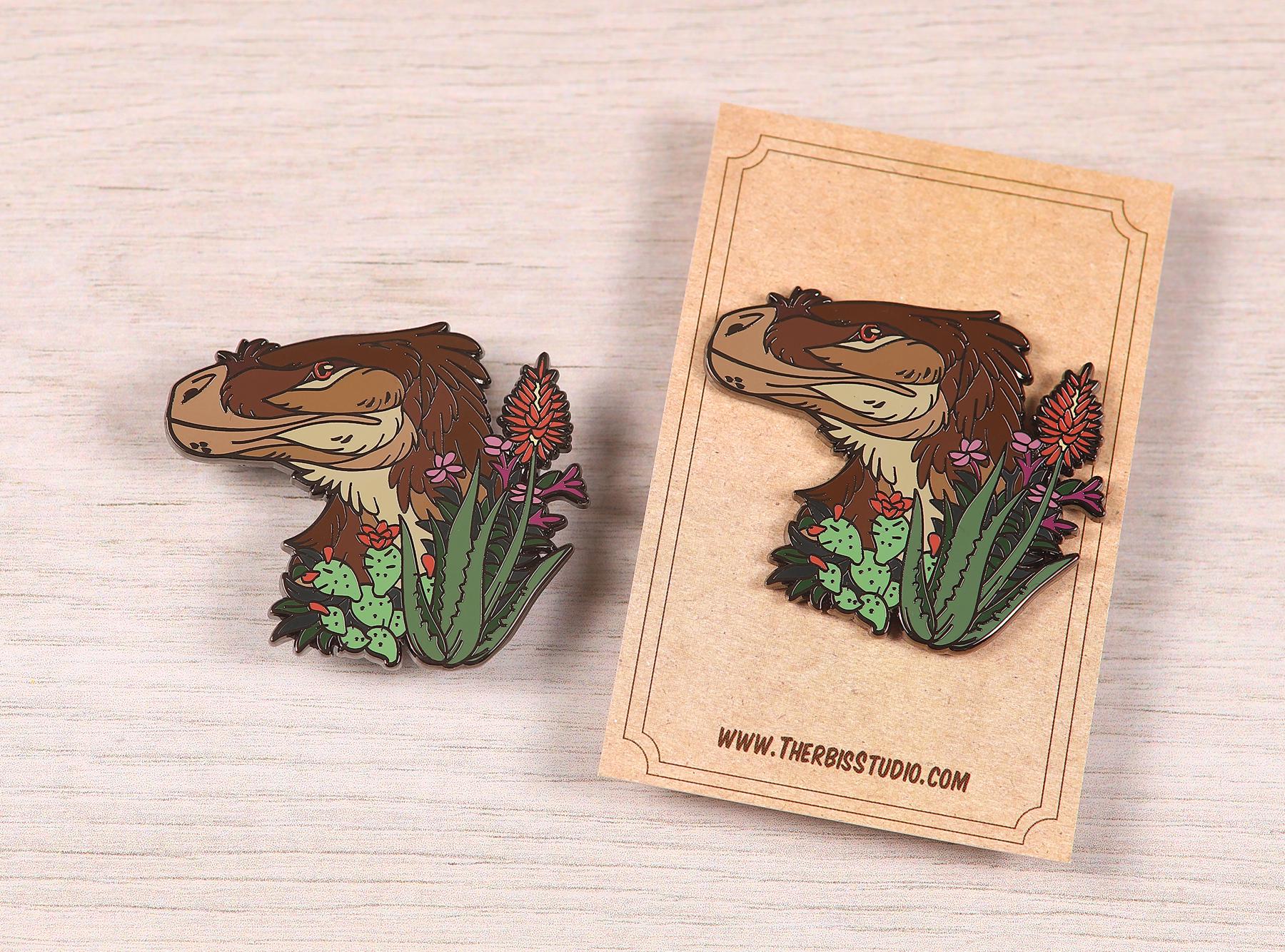 Velociraptor Portrait Pin