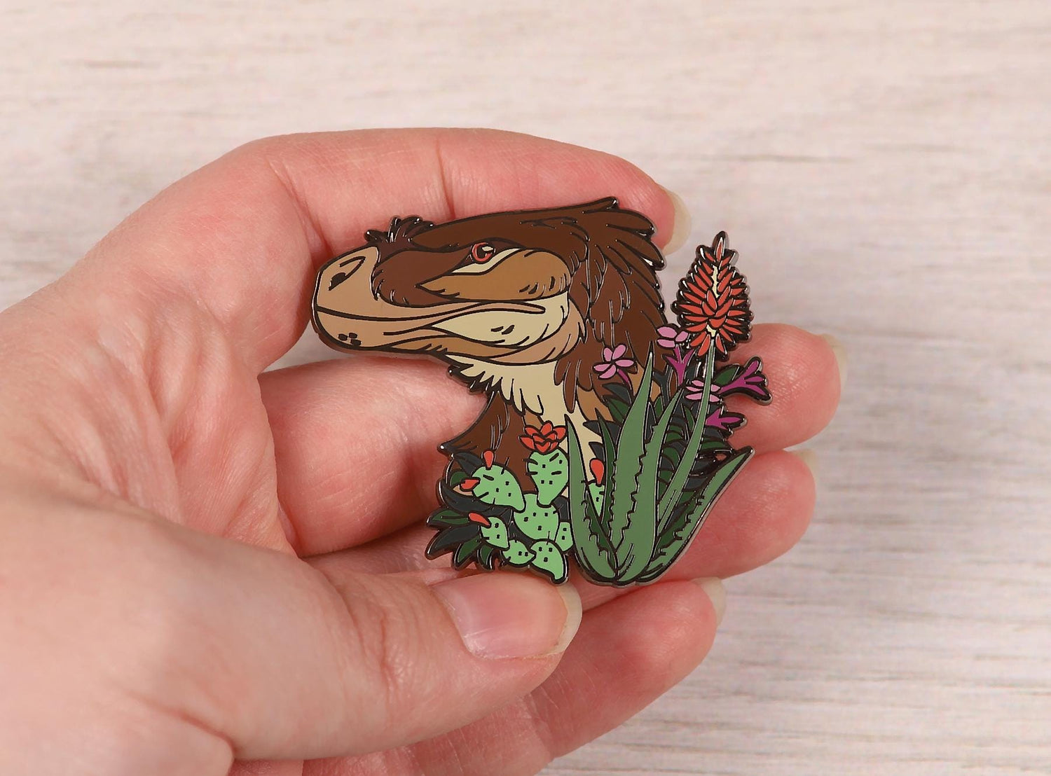 Velociraptor Portrait Pin