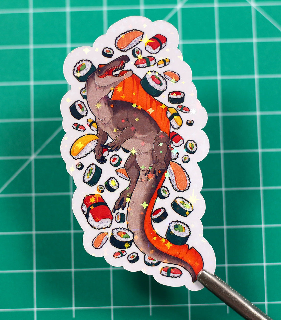 Sushi Spinosaurus Vinyl Sticker
