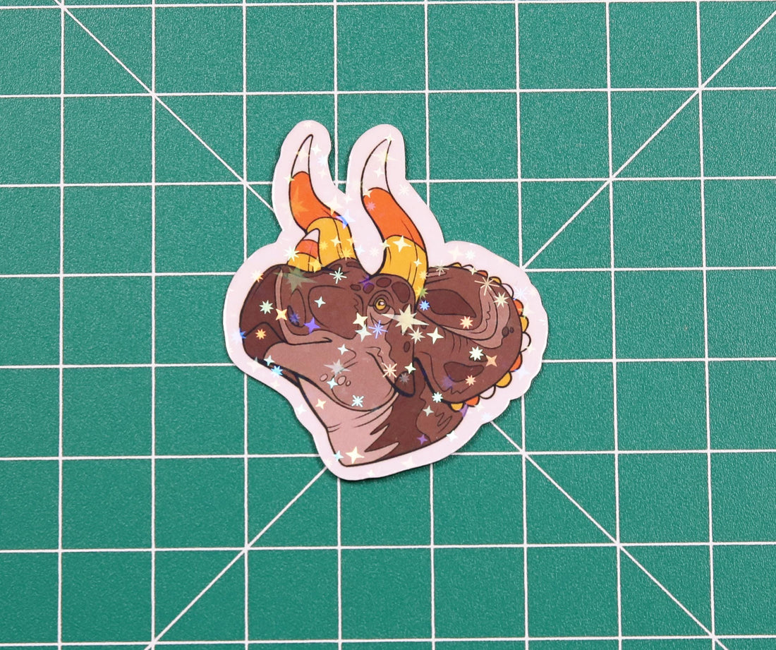 Halloween CandyHorn Triceratops Vinyl Sticker