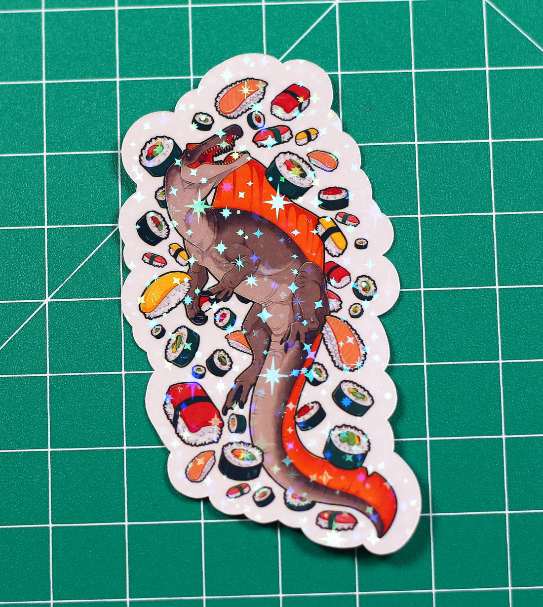 Sushi Spinosaurus Vinyl Sticker