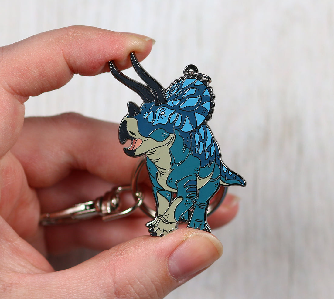 Triceratops Enamel Keychain