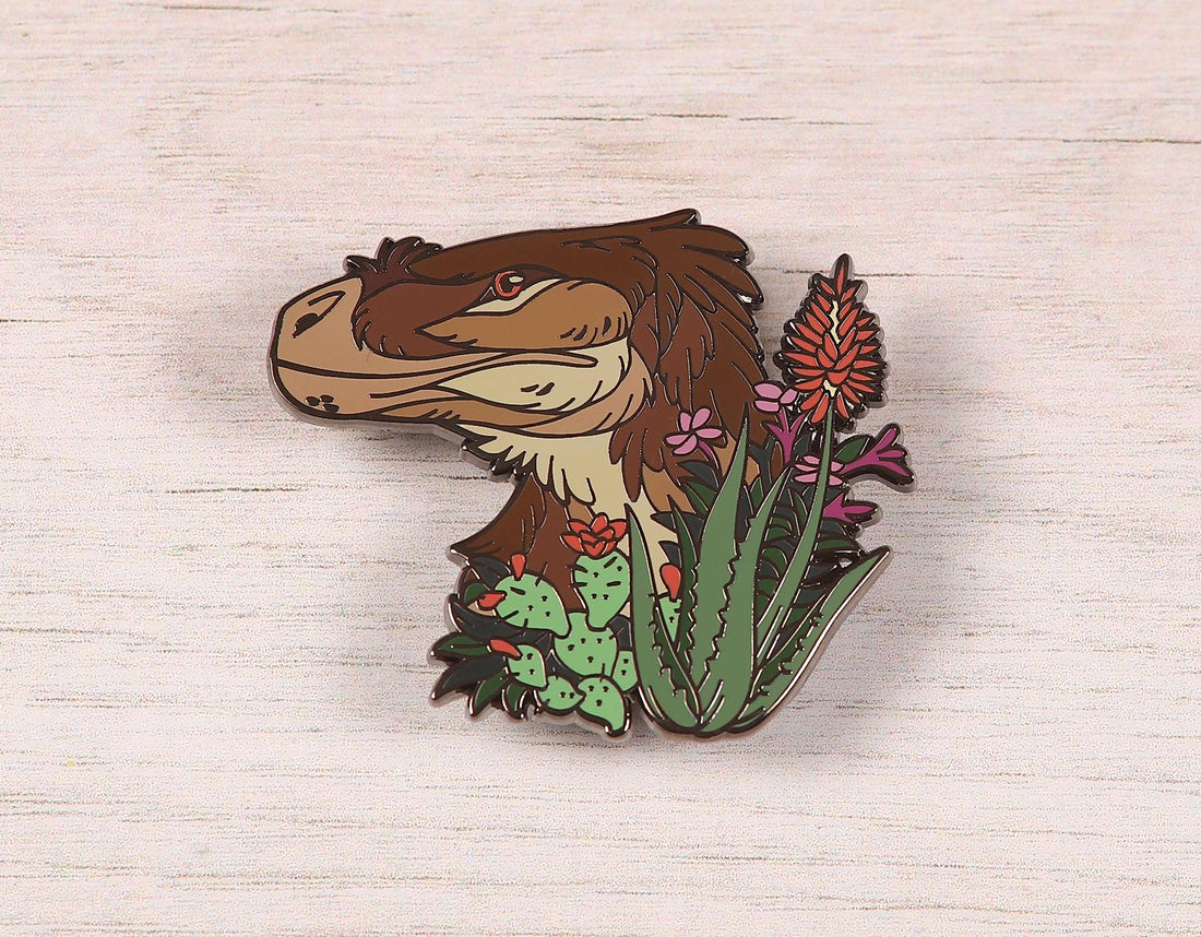 Velociraptor Portrait Pin