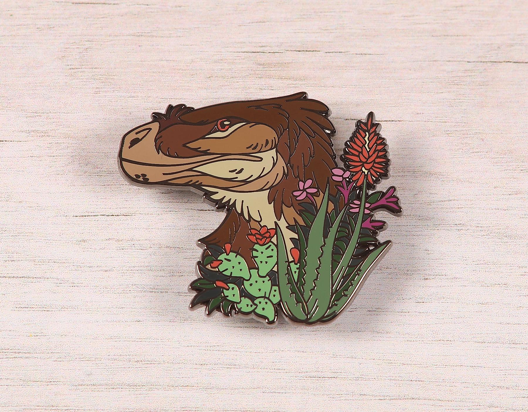 Velociraptor Portrait Pin