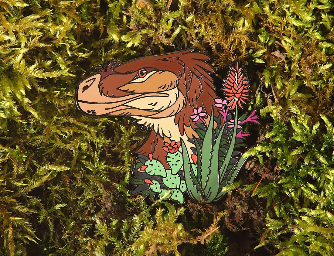 Velociraptor Portrait Pin