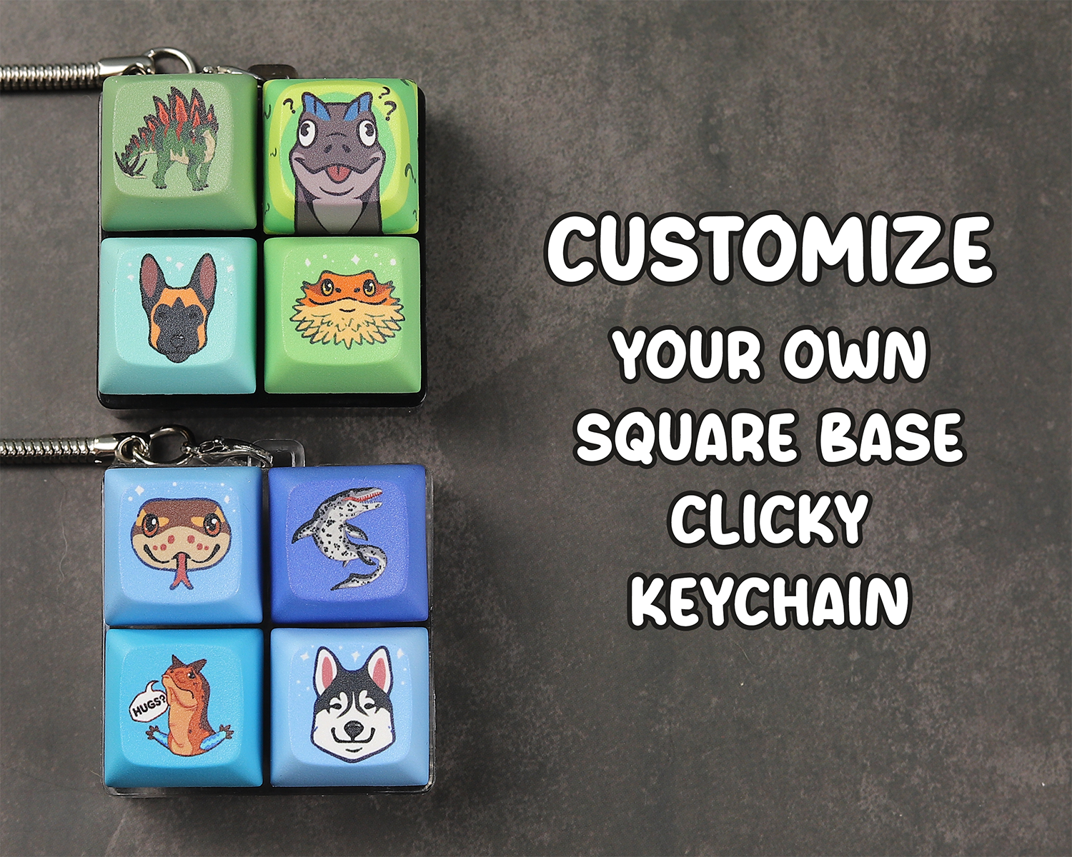 Custom Square Clicky Keychain – TherbisStudio