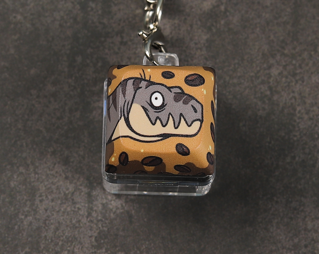 Coffee Dino Clicky Keychain
