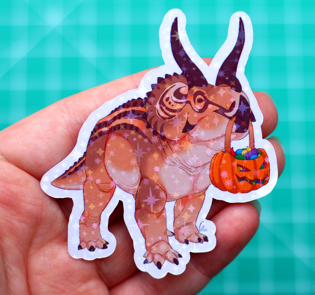 Halloween Candy Triceratops Vinyl Sticker
