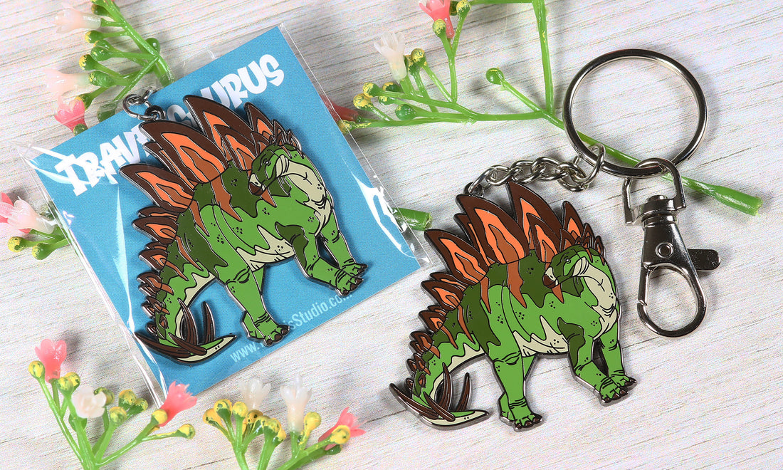 Stegosaurus Enamel Keychain
