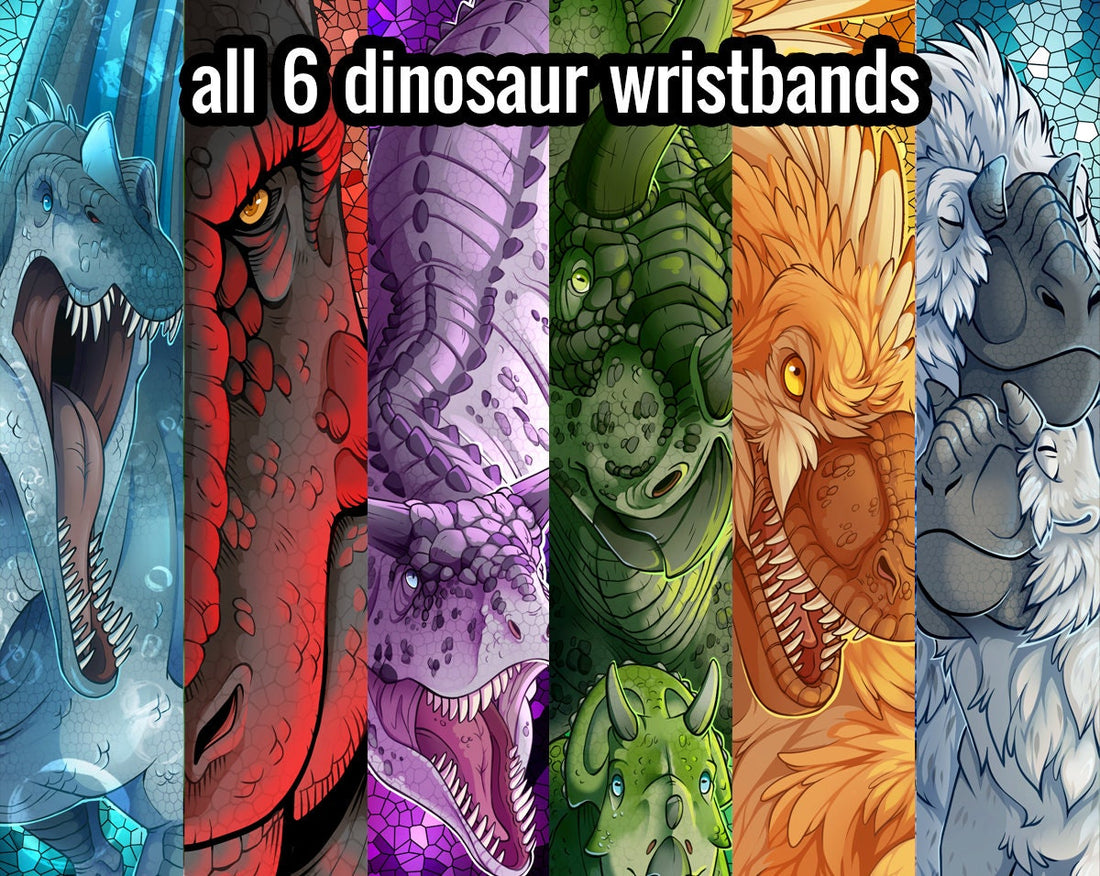 Dinosaurier Wristbands - All six