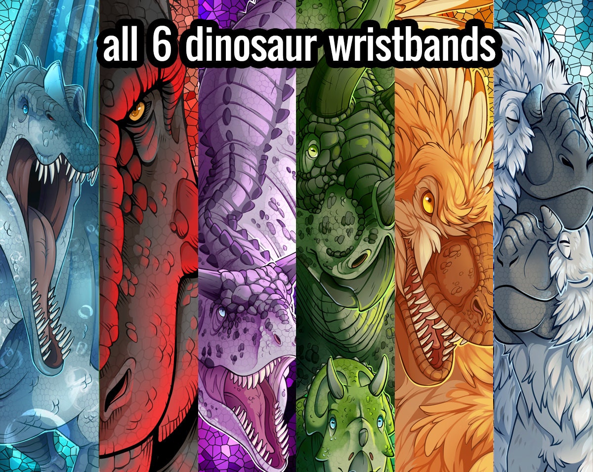 Dinosaurier Wristbands - All six