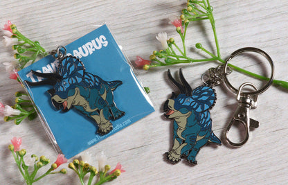 Triceratops Enamel Keychain