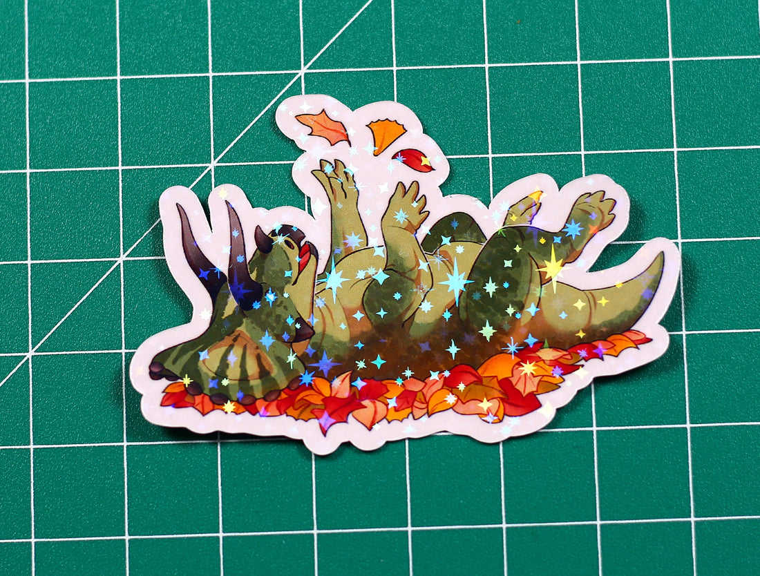 Halloween Leaves Triceratops Vinyl Sticker