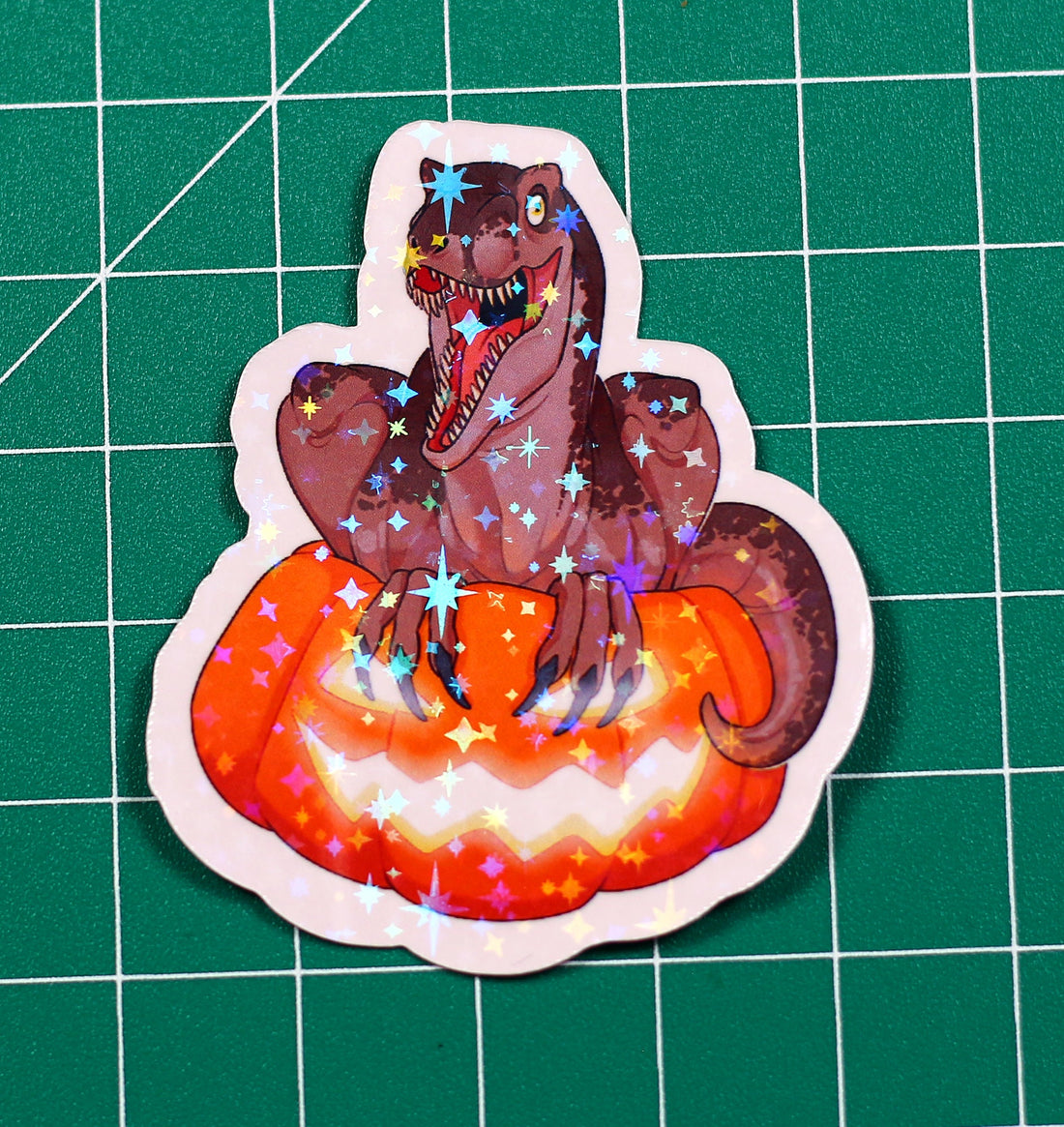 Halloween Pumpkin Velociraptor Vinyl Sticker