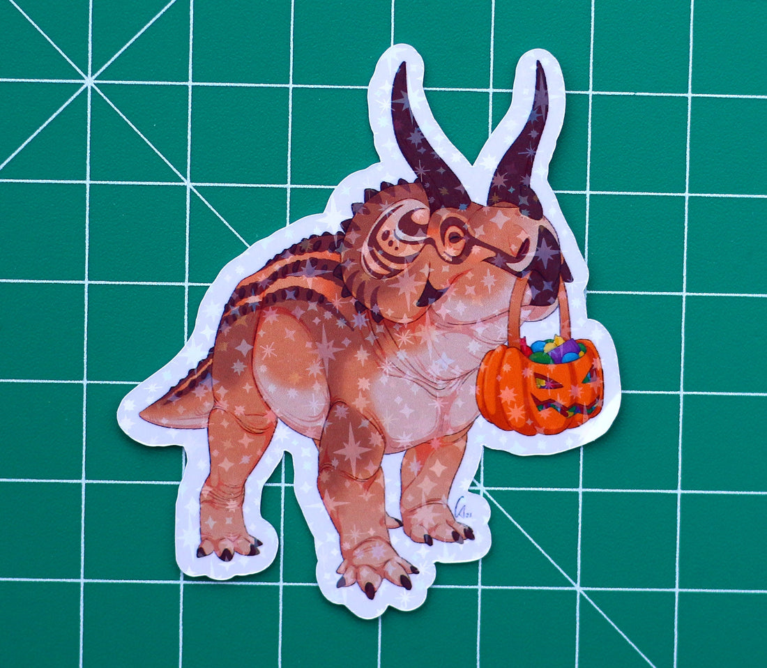 Halloween Candy Triceratops Vinyl Sticker